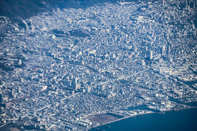 Aerial view of city during winter