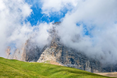 Low clouds at a mountain peak