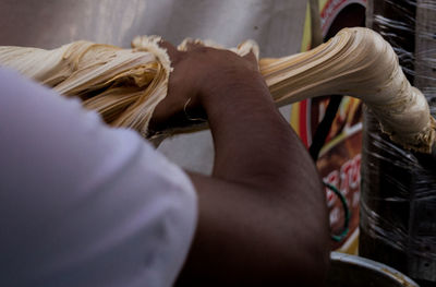 Rear view of person working