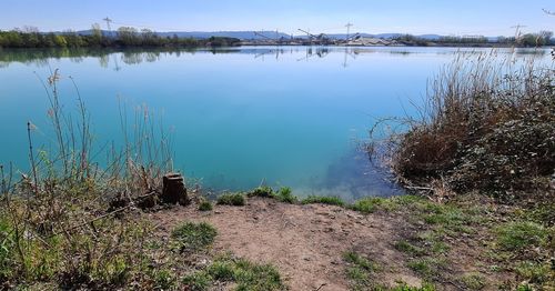 Scenic view of lake against sky