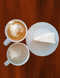 High angle view of coffee on table