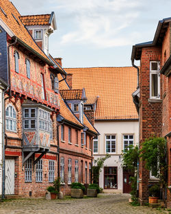 Beautiful ciytscape with medieval colorful architecture in lüneburg, lower saxony, germany