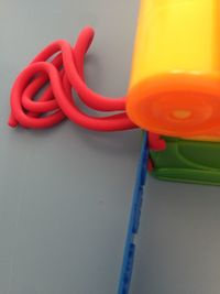 Close-up of red object on table