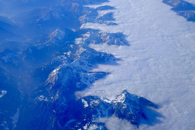 Aerial view of snow covered landscape