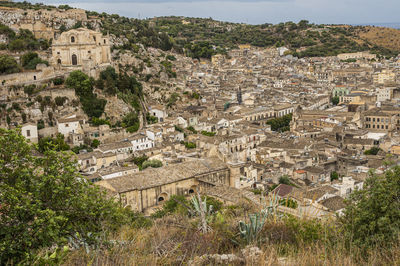  aerial landscape of scicli with beautiful historic buildings in the baroque style