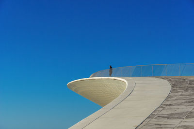 Low angle view of building against clear blue sky