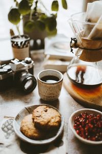 Close-up of coffee cup on table