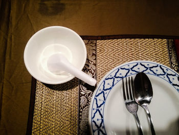 High angle view of empty coffee on table