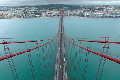 High angle view of suspension bridge