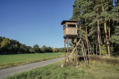 Scenic view of field against clear sky