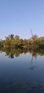 Scenic view of lake against clear sky