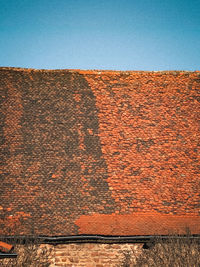 Brick wall against clear sky