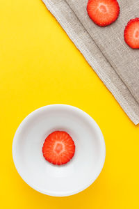 High angle view of fruits in plate