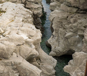 High angle view of rocks at beach