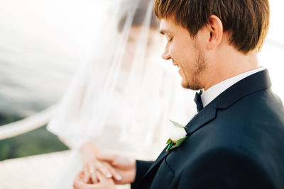 Young couple at engagement ceremony