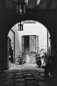 Arched courtyard in st thomas with moped black and white