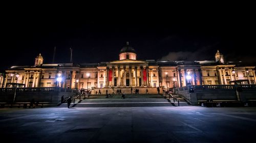 Illuminated building at night