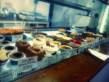 Full frame of sweet food in store