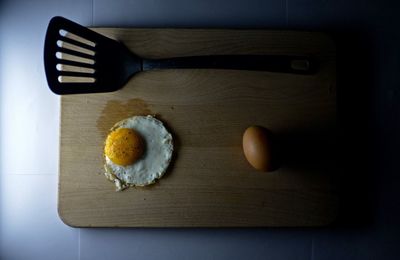 Directly above shot of breakfast on table