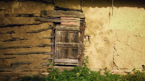 Closed door of historic building