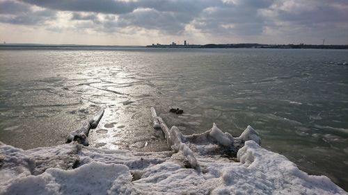 Scenic view of sea against sky during sunset