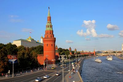 View of buildings against cloudy sky