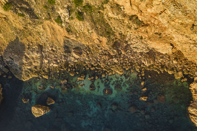 Aerial view of the cap de la barra cliff at sunrise. it is located in l'estartit, on the costa brava