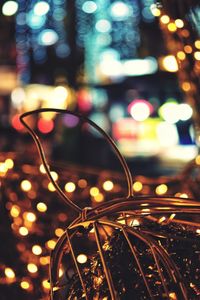 Defocused image of illuminated lights at night