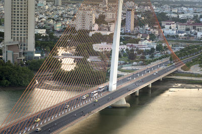 High angle view of bridge over river in city