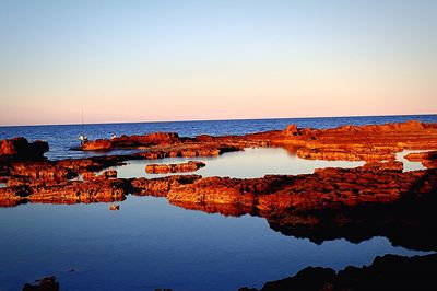 Scenic view of sea at sunset