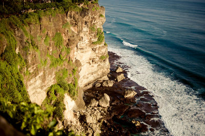 High angle view of rocks on beach