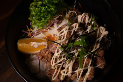 High angle view of vegetables in bowl