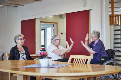 Senior women in care home