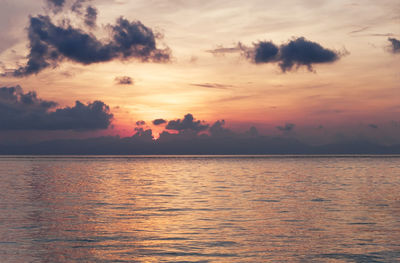 Scenic view of sunset over sea