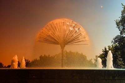 View of fountain against sky during sunset