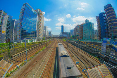 High angle view of cityscape against sky