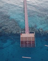 High angle view of swimming pool against sea