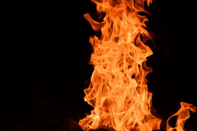 Close-up of bonfire at night