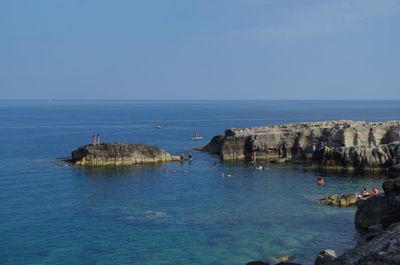 Panoramic view of sea against clear sky