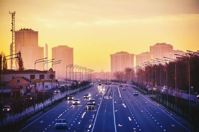 City street at sunset