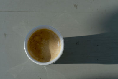 High angle view of coffee on table