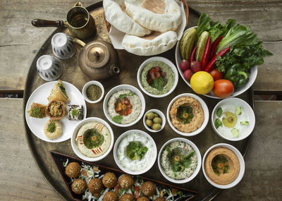 High angle view of food on table