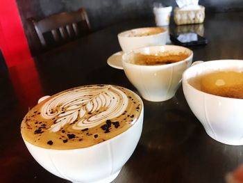 High angle view of coffee on table