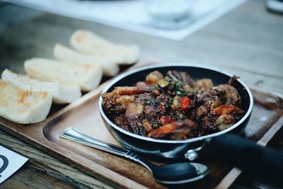 Close-up of food in bowl on table