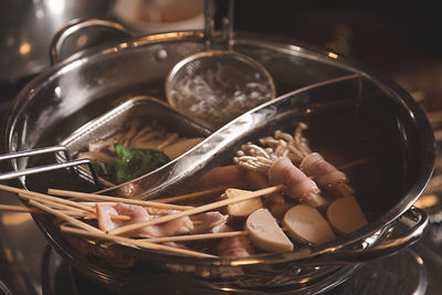Shabu put in stick style for grab and bite after boil in the bowl of soup in japanese style