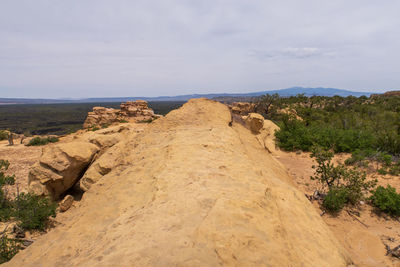 Scenic view of rocky mountains against sky