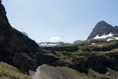 Scenic view of mountains against clear sky