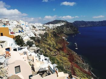 High angle view of santorini