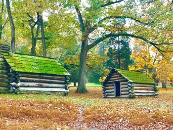 Built structure against trees during autumn