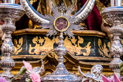 Low angle view of ornate chandelier